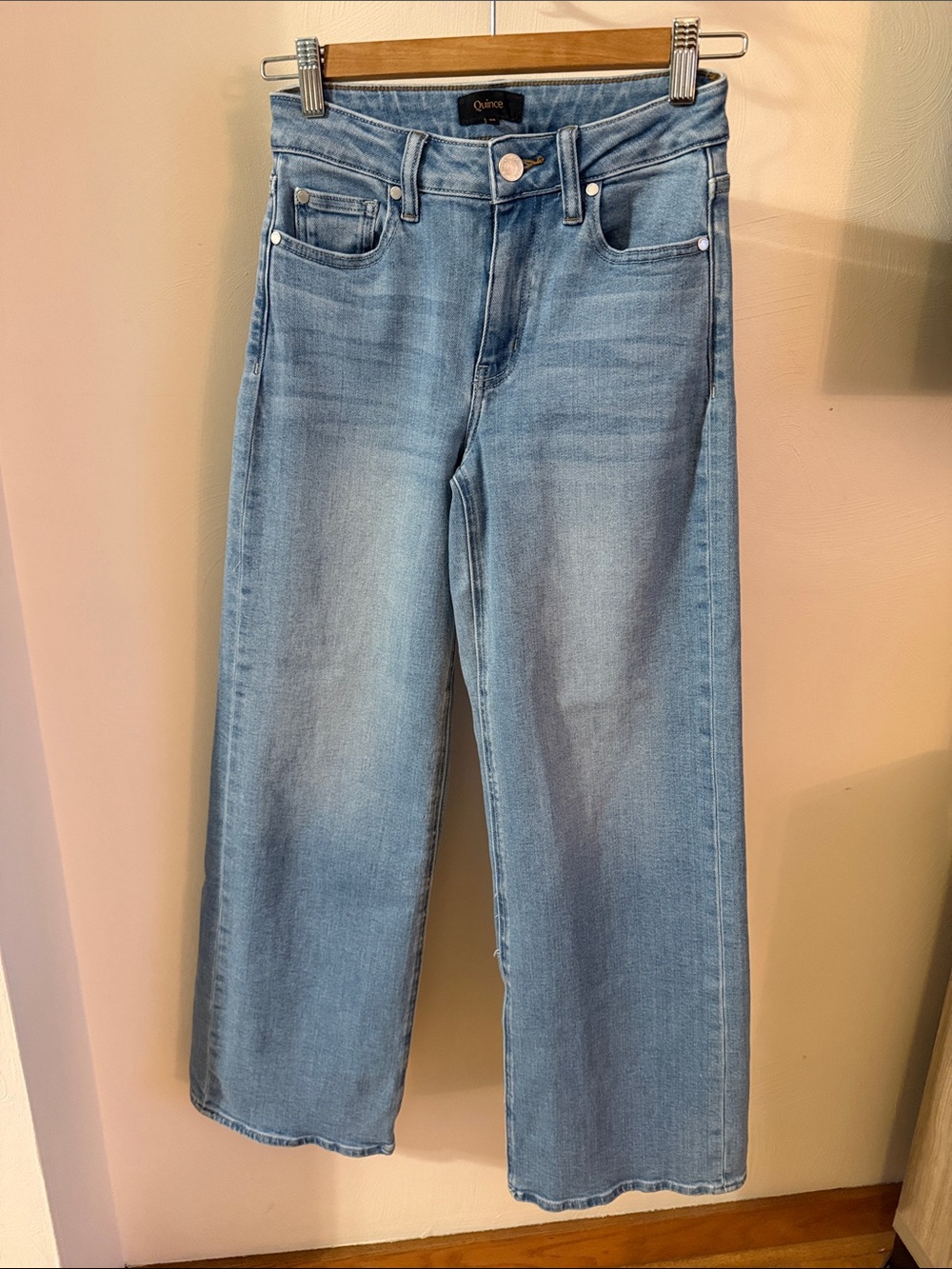 Quince Women's Light Blue Wide Leg Jeans 30”L 24” waist
